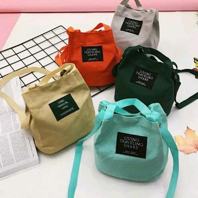 95CD TOTE BAG MINI KANVAS KOREA - TAS SELEMPANG KANVAS - TAS MINI KOREA A1A2