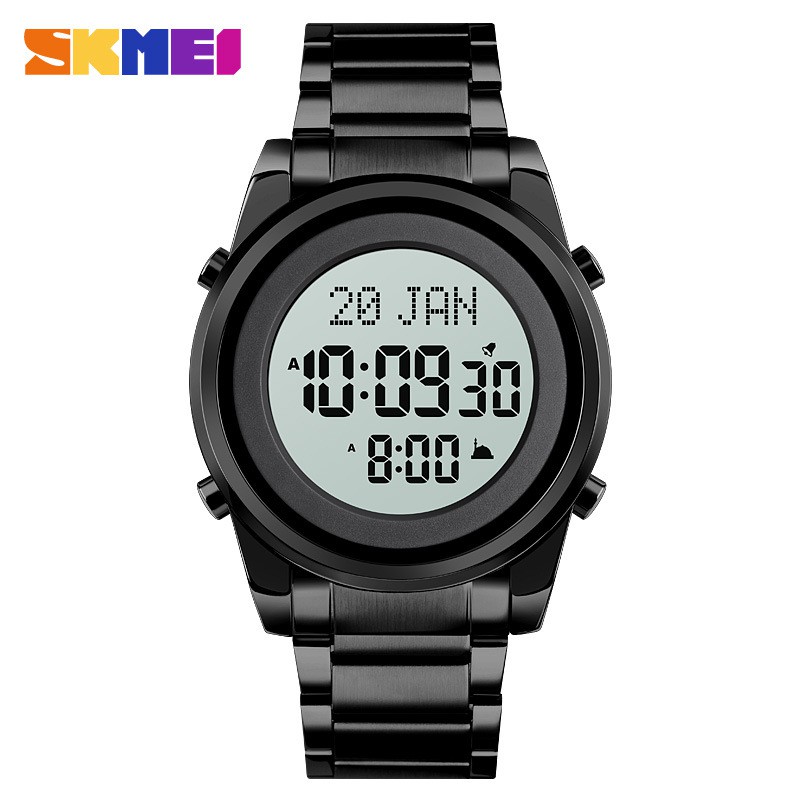 SKMEI 1734 Jam Tangan Pria Digital Muslim Kiblat Tali Stainless WATCHKITE WKOS