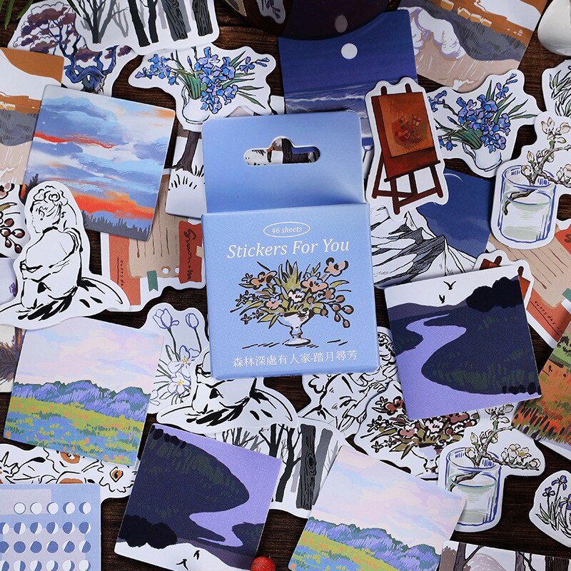 

46pcs Stiker Aesthetic Lucu Dekorasi Buku Diary Planner Scrapbook BuJo Journal DIY
