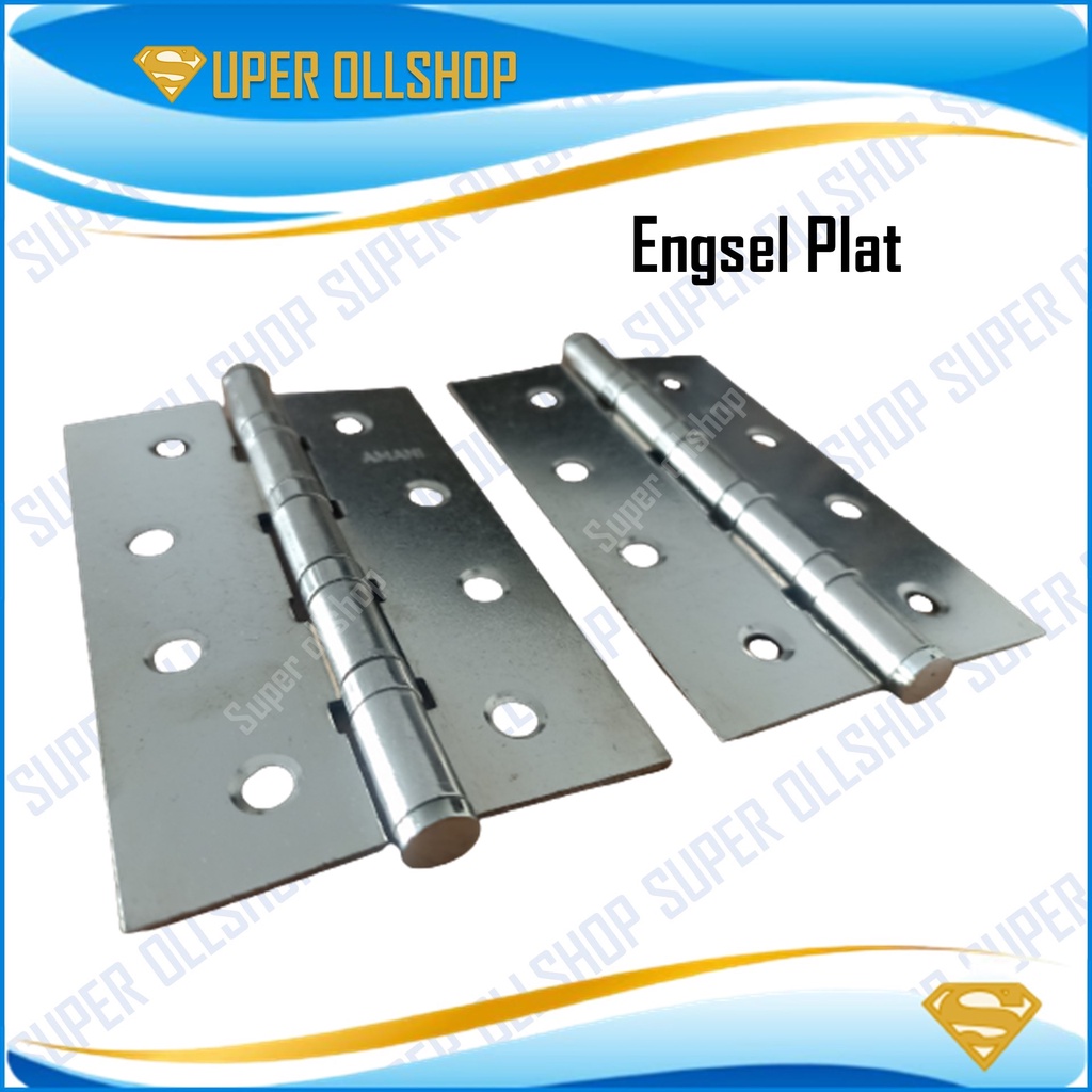 Engsel pintu plat 4 inch CP / Engsel jendela / Engsel pintu plat 4 inch GP/Engsel Pintu Rumah Silver Putih Kuning 4 baut