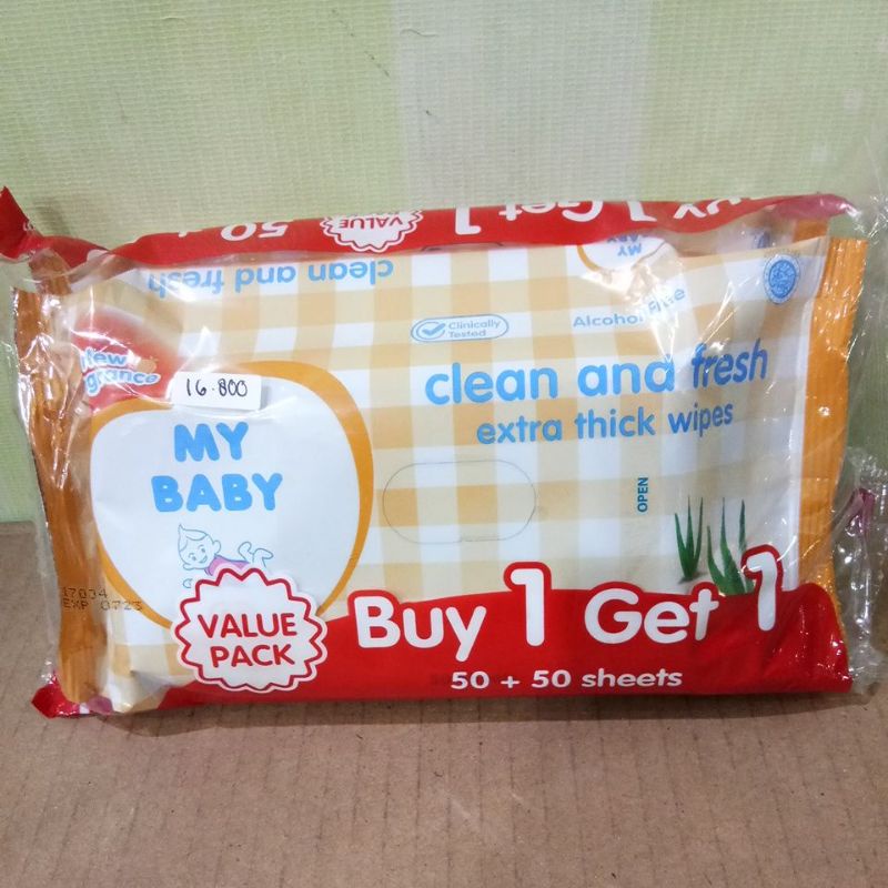 MY BABY WIPES BELI1 GRATIS1 ANTIBACTERIAL, GENTLE CARE, CLEAN&amp;FRESH, HAND&amp;MOUTH @50SHEET