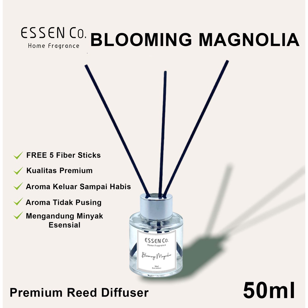 Essen Co Reed Diffuser Aromatherapy Magnolia Pengharum Pewangi Ruangan Aroma Terapi Bunga Cempaka 50ml