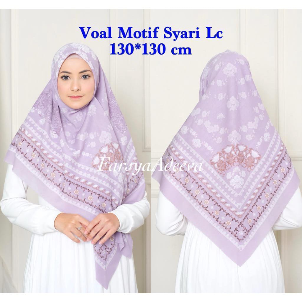 Hijab Motif Syari Terbaru Segiempat motif syari Lasercut 130x130  Hijab Voal Syari safa hijab motif Seragam