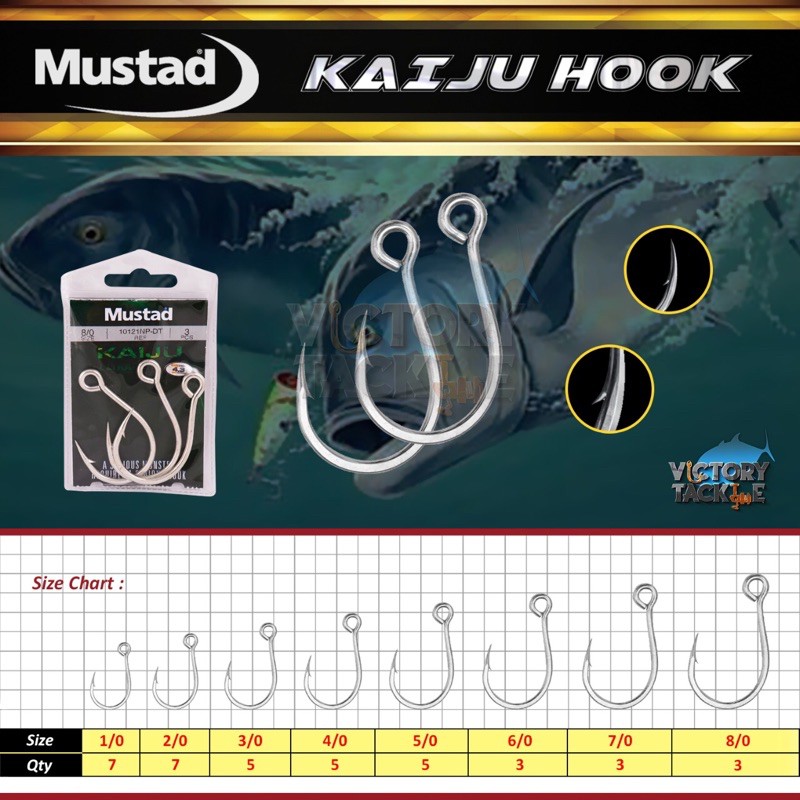 MUSTAD KAIJU ULTRA POINT INLINE SINGLE HOOK 10121NP-DT