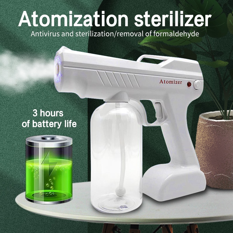 Nano Sprayer Gun Wireless Electric Sanitizer Sprayer Mendisinfeksi Uap Nano Cahaya Biru 800 ML