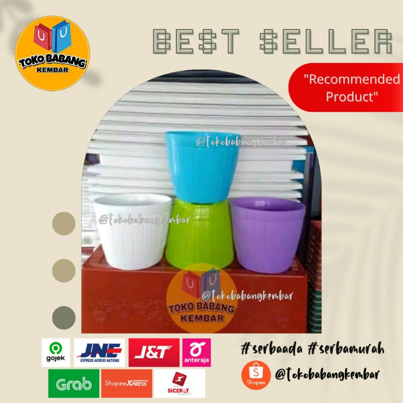Pot motif gentong kayu warna warni 18
