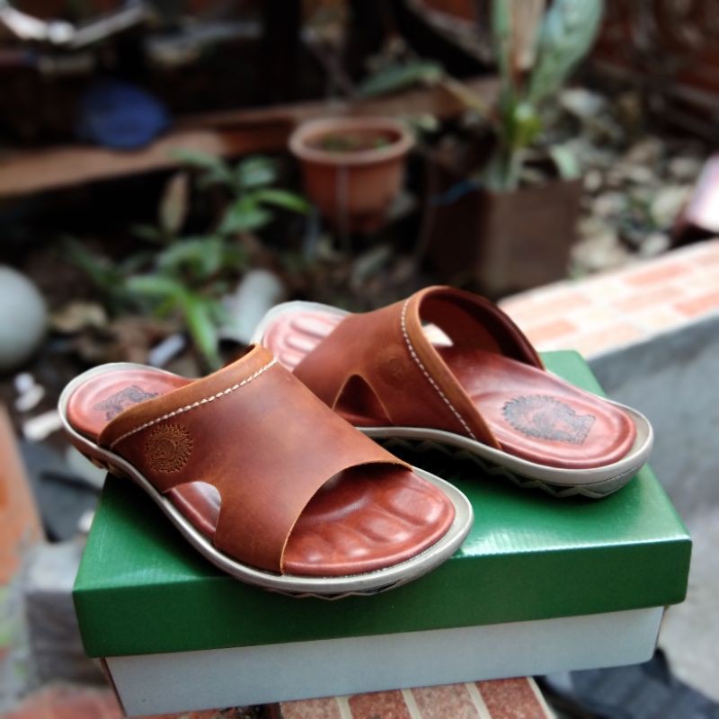 Sandal pria kulit lancas terbaru sendal cowo casual kulit