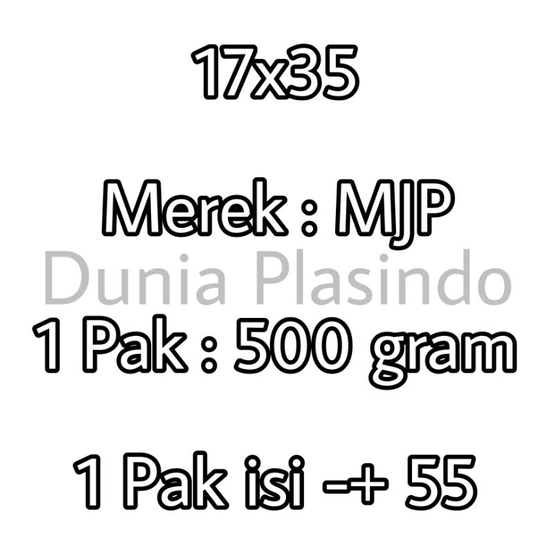 Plastik PP Bening MJP Tebal 0.06 Lebar 17 uk.17x25 17x30 17x35