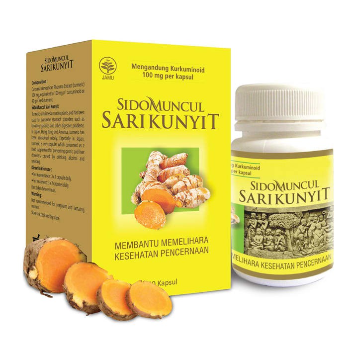 

SIDOMUNCUL SARI KUNYIT 50 kapsul TURMERIC obat pencernaan