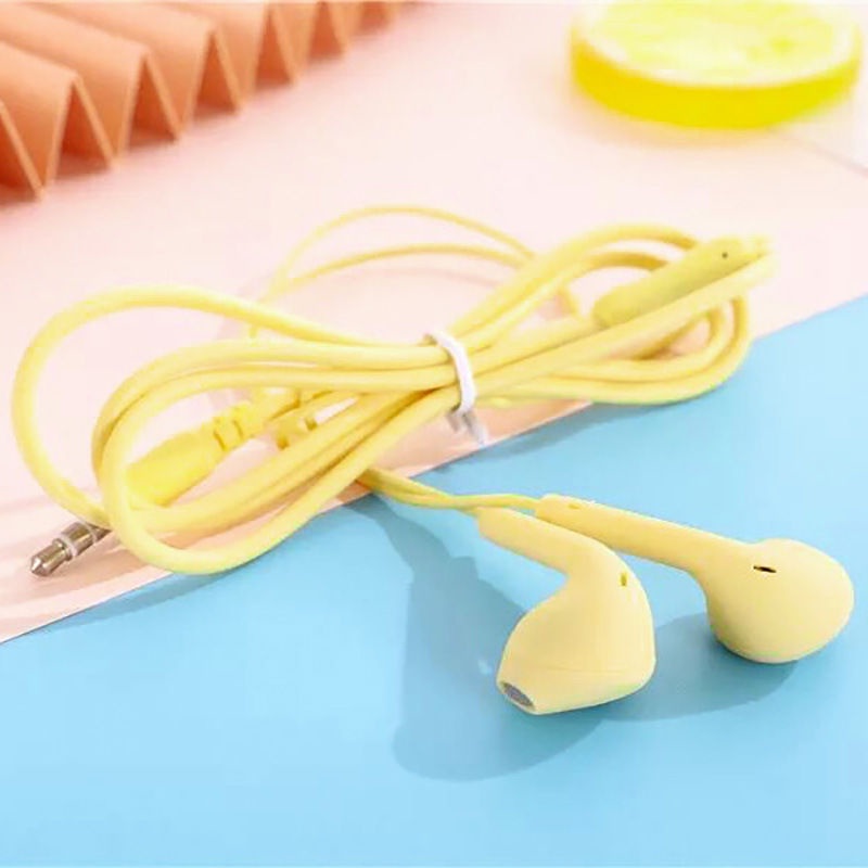 Earphone Super Bass HiFi Universal Warna Macaron Dengan Mic + Kontrol Volume + Jack 3.5mm Untuk Laptop / Smartphone