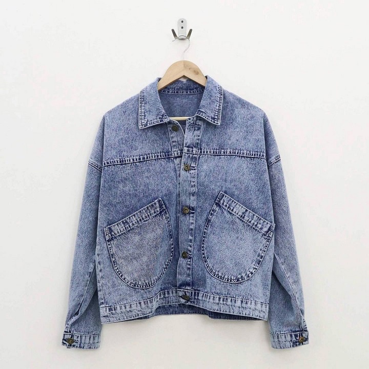 Jaket Jeans Wanita Oversize Vintage - Zoty Pocket Jaket Jeans Wanita Oversize Balon - Jaket Jeans Ov
