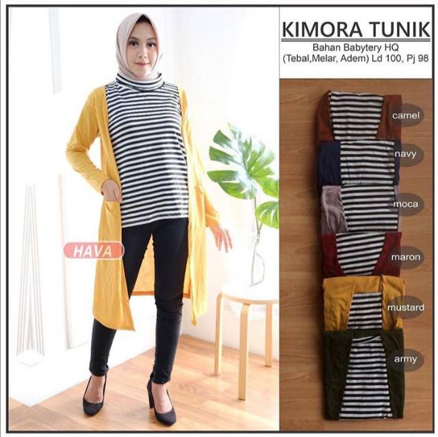 1 KG = 3 PCS || KIMORA TUNIK TURTLENECK STRIPE FASHION MURAH