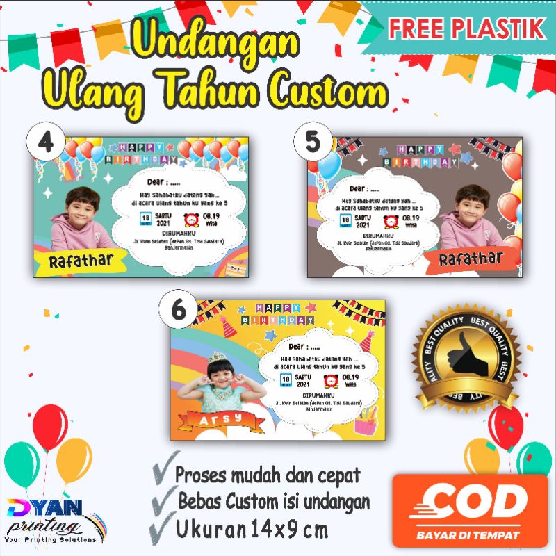 UNDANGAN ULANG TAHUN ANAK CUSTOM, BISA COD/BAYAR DITEMPAT