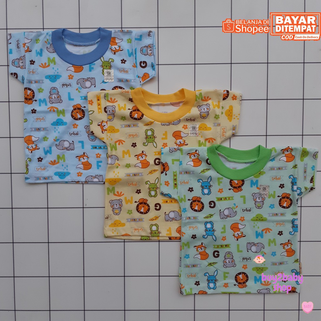 Kaos Oblong Bayi Balita Vinata Warna Motif 0-12 Bulan 3 PCS