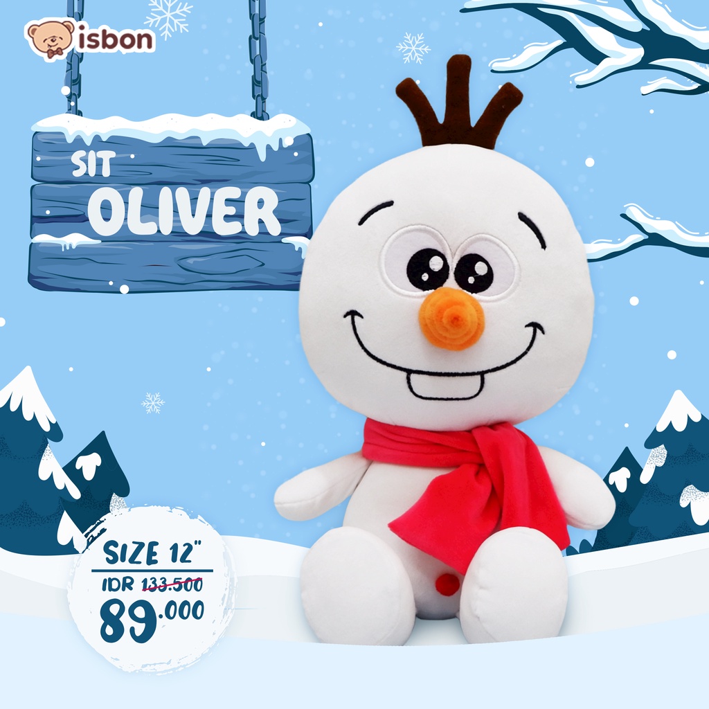 Boneka Snowman oliver Warna Putih Menggemaskan Cocok Untuk Mainan Anak salju By ISTANA BONEKA