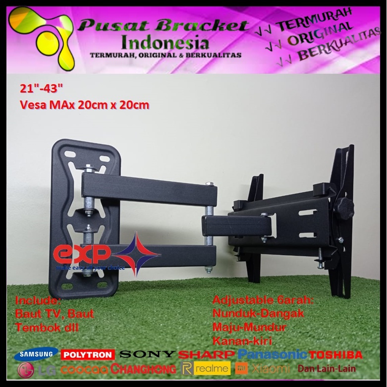 Bracket TV COOCAA 14 s/d 43 inch 6 ARAH FULL BESI SUPER KOKOH GARANSI 100% ORI