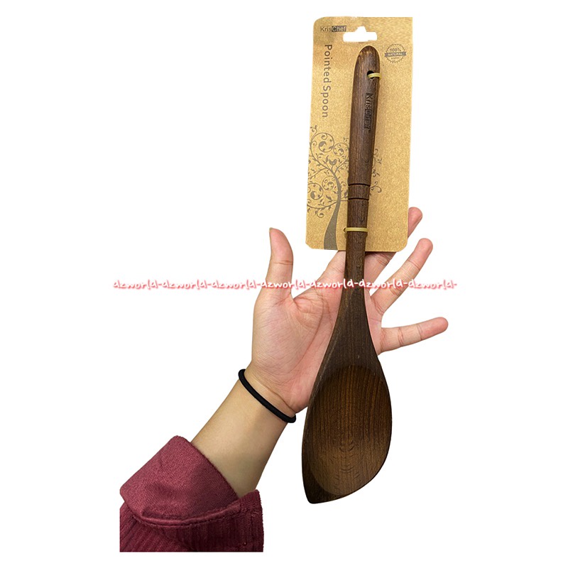 Krischef Pointed Spoon Wood Woody Sendok Spatula Tangkai Panjang Kayu Kris Chef