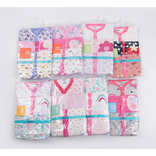 Sleepsuit Bayi 3 Pcs Premium Romper Bayi Perempuan Tutup Kaki P010