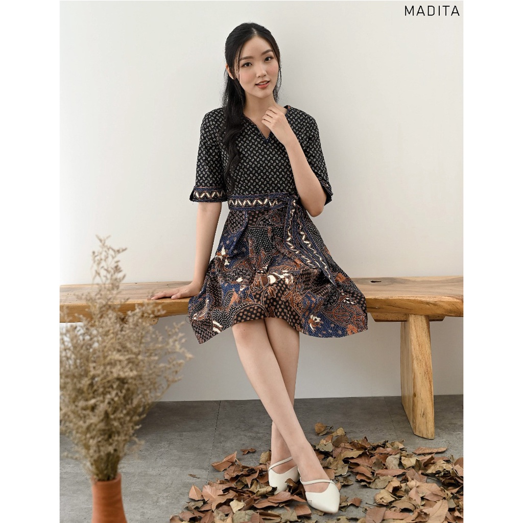 Evercloth Madita Dress Batik Wanita Terusan Batik Couple Modern Kebaya Couple Set Seragam Family