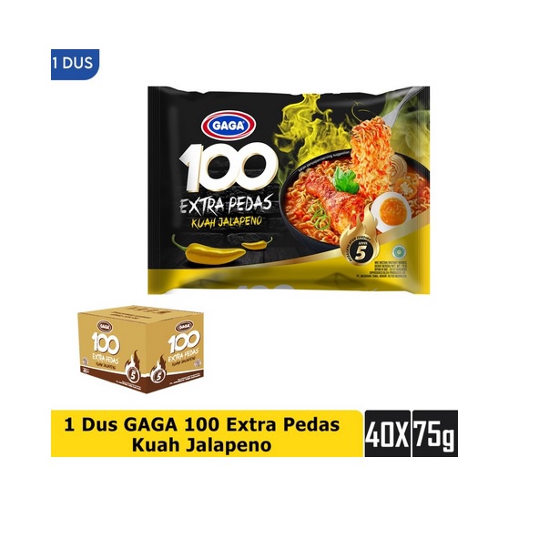 

Gaga 100 Extra Pedas Kuah Jalapeno Level 5 Box 1 Dus 40 Pcs