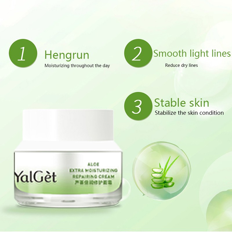 YALGET 100% Natural Aloe Extra Face Cream Moisturizing Repairing Care for Sunburn  Face Serum 45g