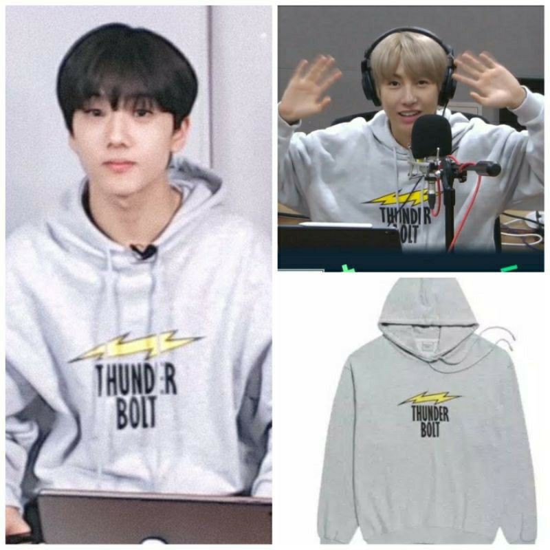 Jaket Hoodie Jumper NCT Renjun Style tunder bolt kuning