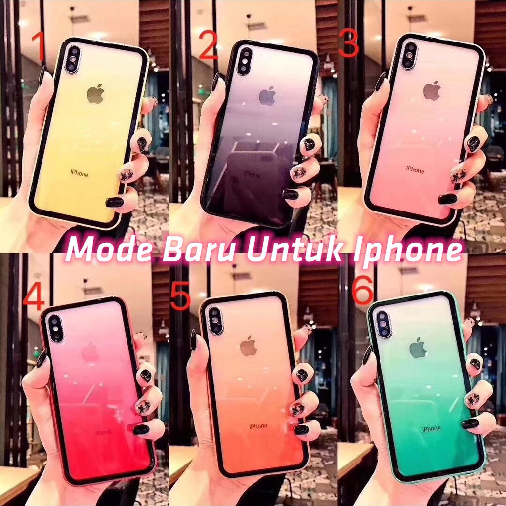 Kasus Kaca Tempered Gradien Baru Untuk Apple Iphone 11 pro max 6s Plus i7 iPhone 8Plus XR XS MAX X Case Iphone