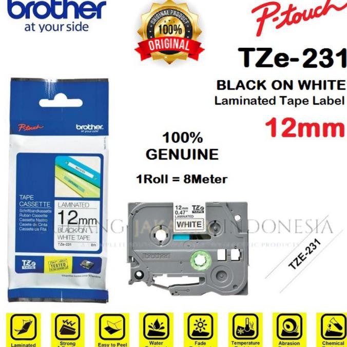 

BROTHER TZe-231 12mm P-Touch Tape Label Black on White