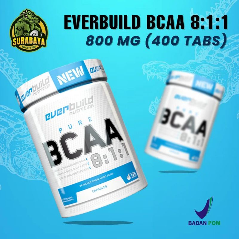 EverBuild Pure BCAA 400 Capsules Ever Build Nutrition Asam Amino Protein Whey Isolate Caps Capsul Ka