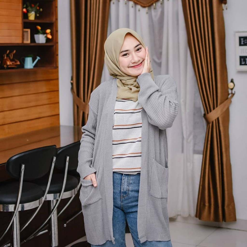 Long Cardigan / BELLE / Oversize Cardy / Atasan Long Cardy Rajut / Outwear / Kardigan Wanita-4