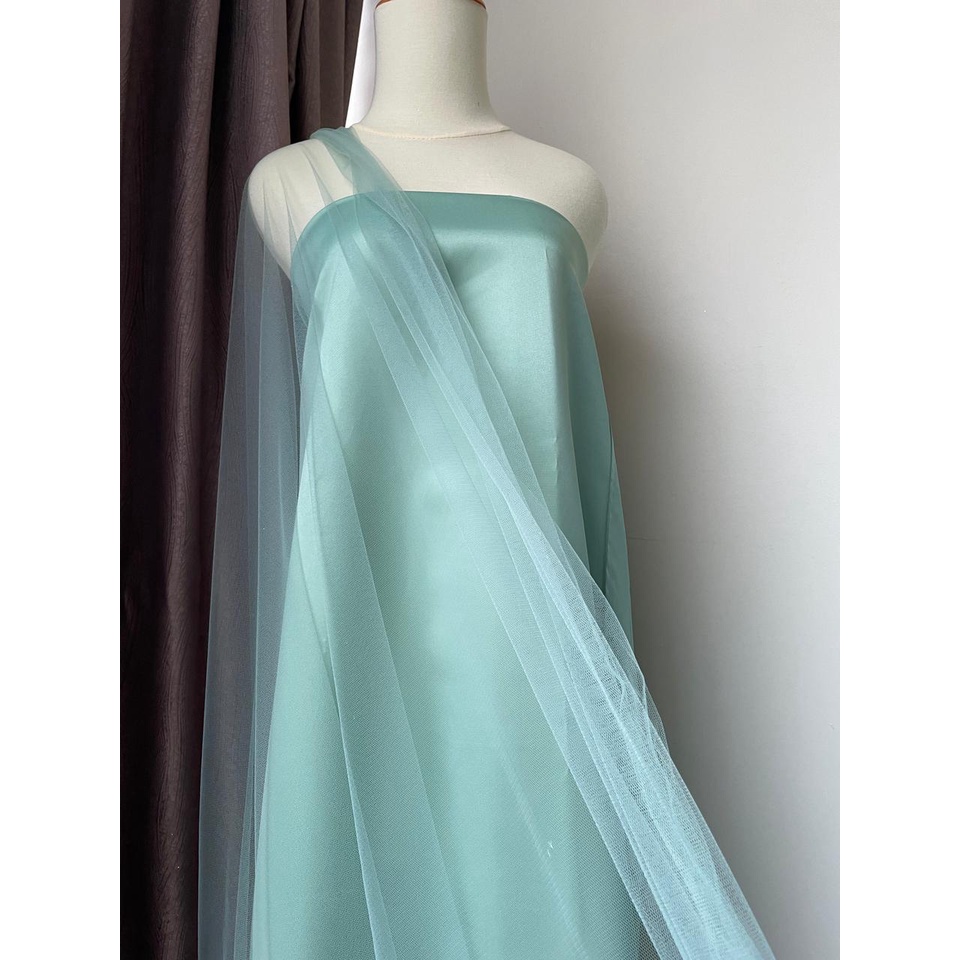 Kain Soft Tile Tulle Halus Polos Warna Hijau Wardah Green