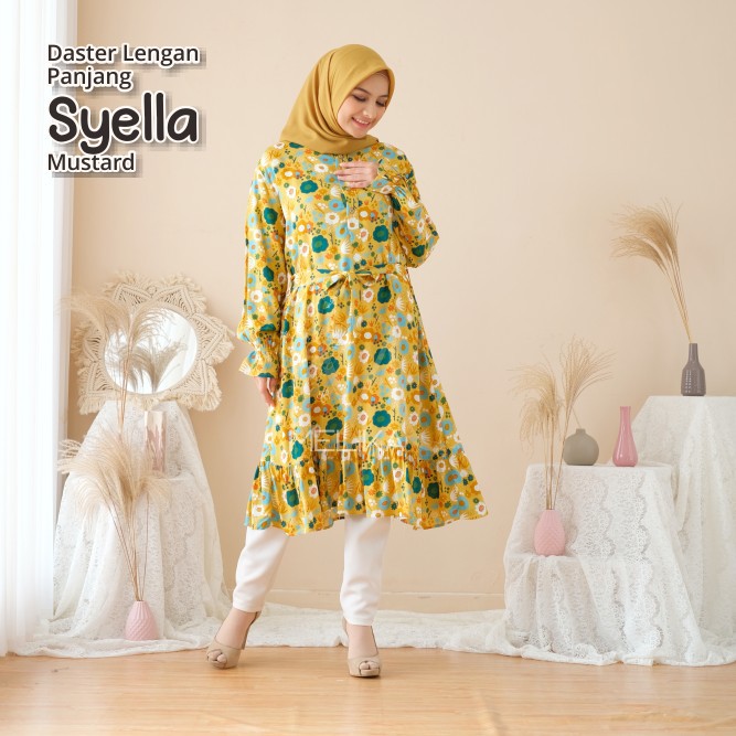DASTER LENGAN PANJANG / TUNIK SYELLA ( MUSTARD) pmi