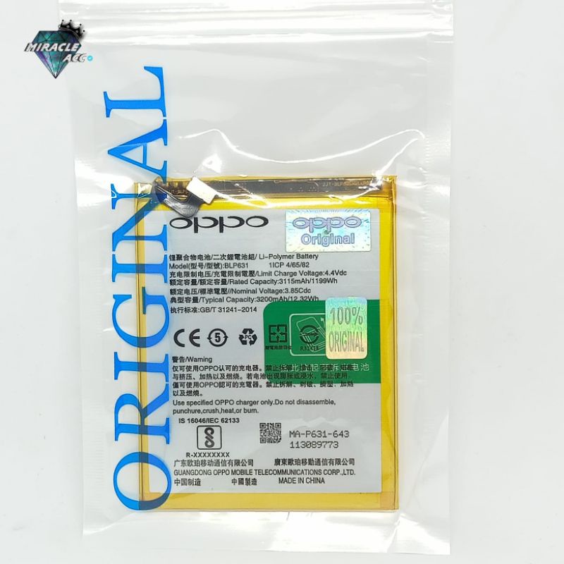 Original 100% Baterai For Oppo BLP631 / F3 /F5 battery baterai hp