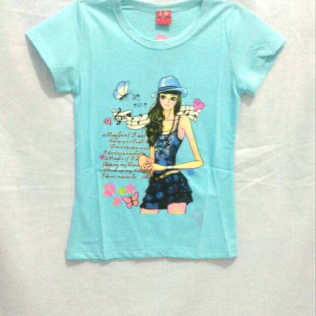 Atasan kaos anak perempuan bergambar kupu kupu musik