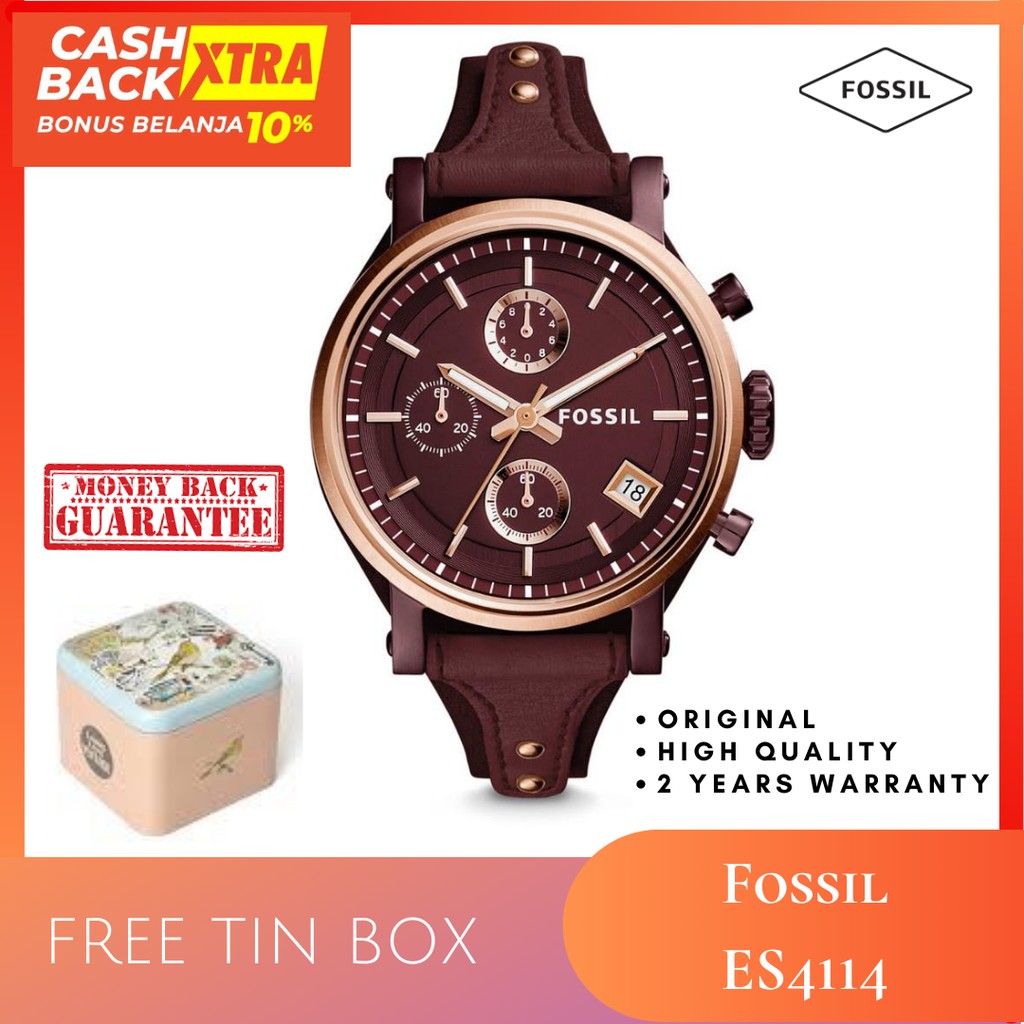 [ORIGINAL-FREE BOX] JAM TANGAN FOSSIL ORIGINAL FS 4114  wanita TALI KULIT