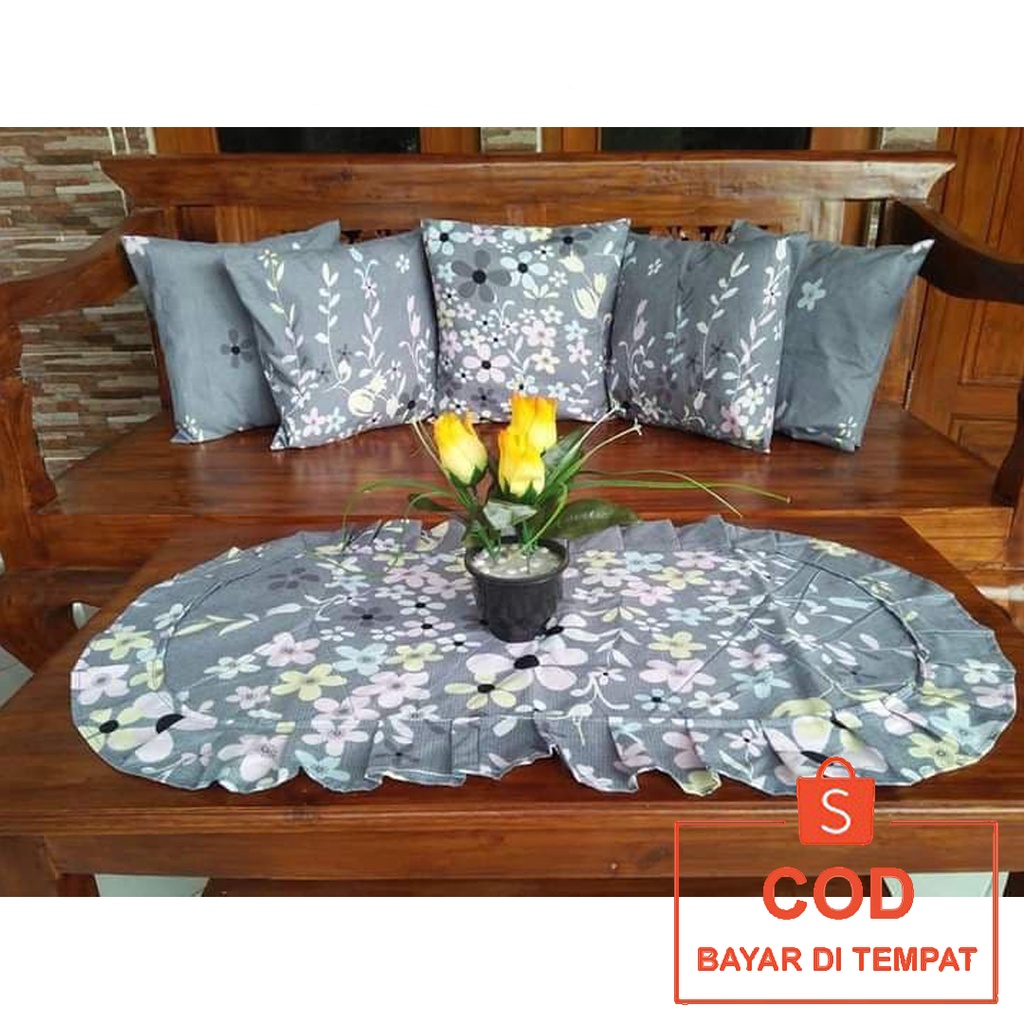 ✅COD Set Sarban Sarung Bantal Kursi Sofa Cushion Cover 40x40 5 Pcs Dan Taplak Meja Home Decor Dekor Dekorasi Hiasan Sofabed Ruang Tamu Minimalis Perlengkapan Interior Rumah