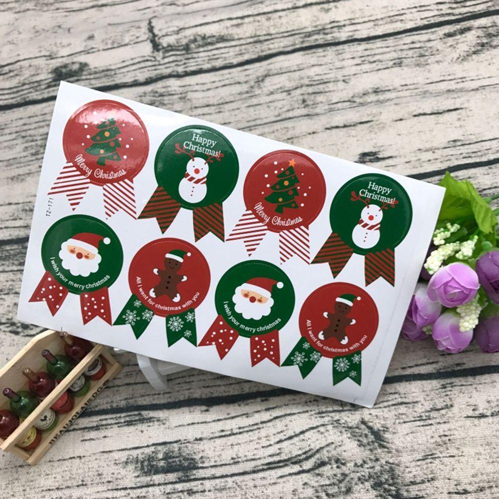 [Elegan] Stiker Natal Seri Kacang Desain Merry X'mas Pohon DIY/Snowman Seal Multifungsi Dekorasi Sticker