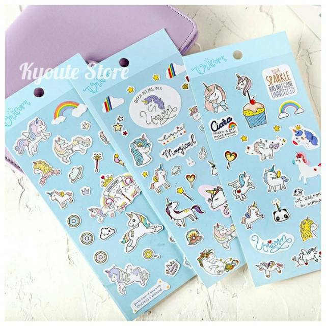 

Sticker Lembar Cute Unicorn Aesthetic Scrapbook Bujo DIY Planner Diary School