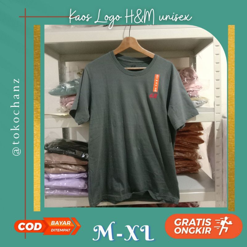KAOS LOGO H&M TSHIRT POLOS T SHIRT PRIA WANITA COWOK CEWEK LAKI LAKI PEREMPUAN UNISEX REMAJA DEWASA
