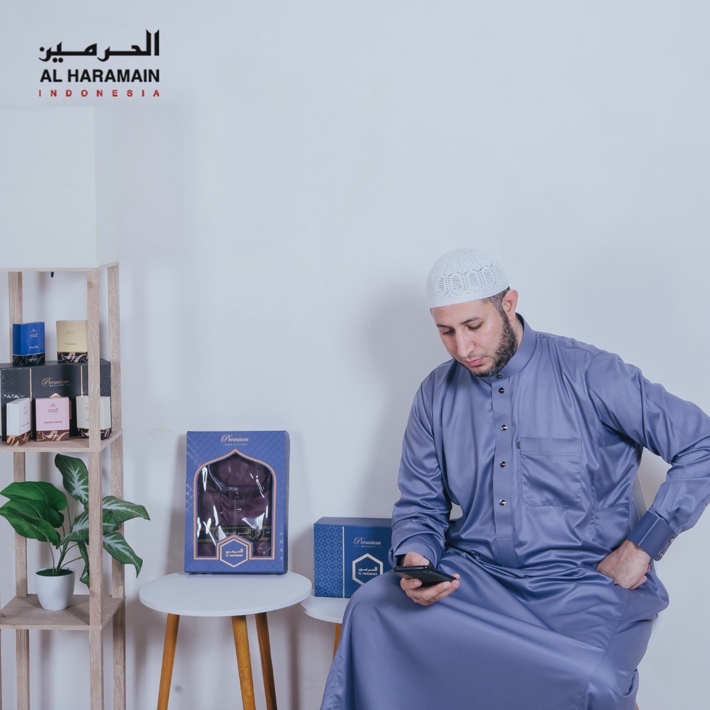 AL Haramain Jubah / Gamis Dewasa Slimfit Premium Manset (07) | Hijau Lumut | Hijau Botol-5