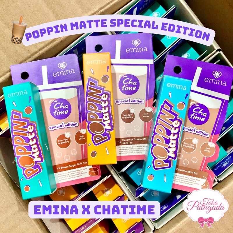 Emina Poppin Matte - Emina Poppin’ Matte Lipstick - Poppin matte 90s Edition - Emina Poppin Matte Chatime - Emina Chatime - Emina x Chatime