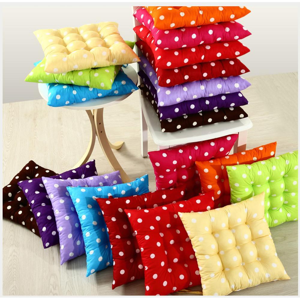 inDkost 50x50 Katun Polkadot Bantal Duduk Lesehan Cushion Lantai Alas Kursi Mobil Kantor Kayu Bambu