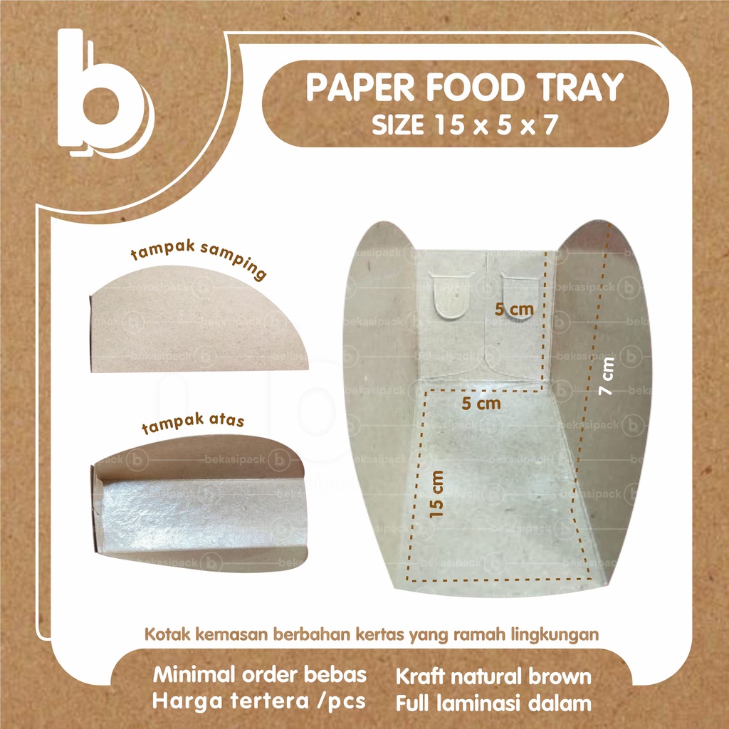

Paper Food Tray Kraft Foodgrade 15x15x7 I PFTKF00225
