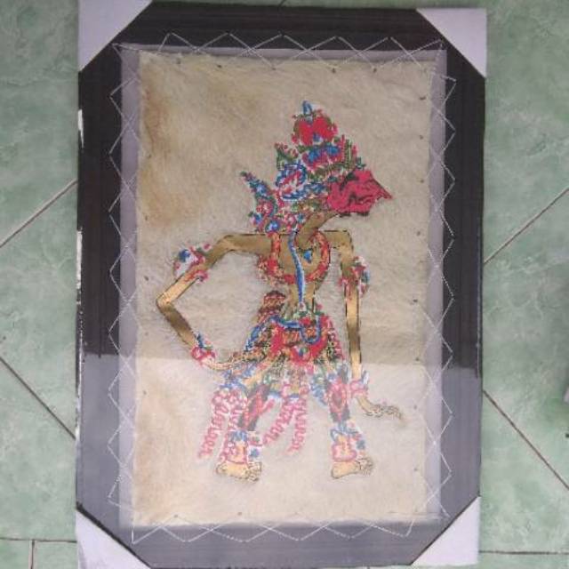 TERMURAH! LUKISAN WAYANG KULIT BALADEWA UKURAN 70 x 50 cm BAHAN KULIT KAMBING ASLI - HIASAN DINDING