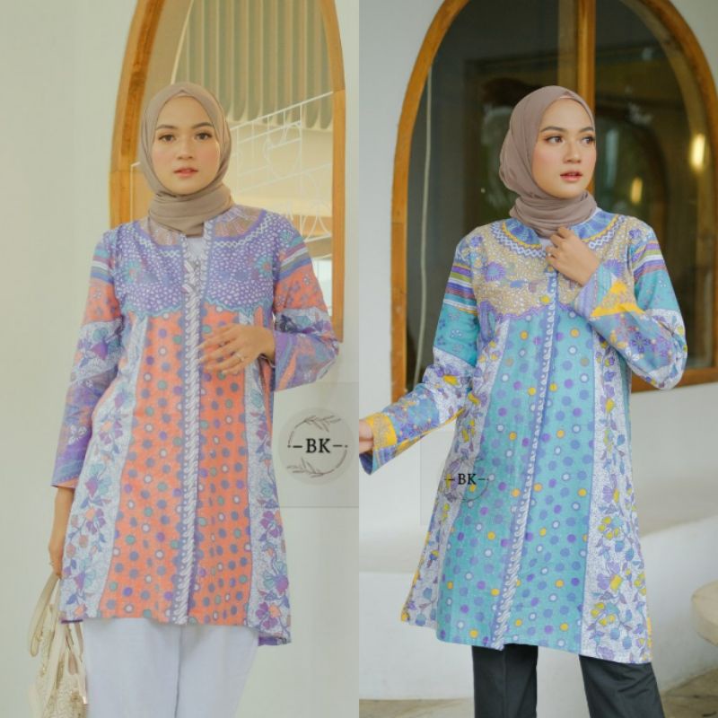 Baju Batik Wanita Modern Atasan Tunik Batik Kerja Kantor Wanita Seragam M L XL XXL