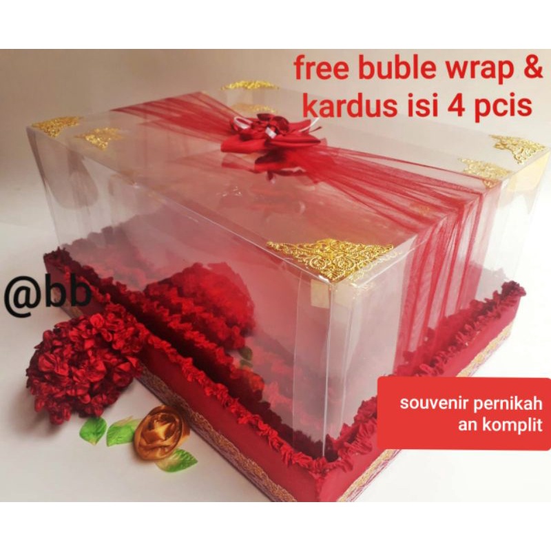 Keranjang Seserahan Kotak Hantaran Parsel Tempat Mahar Pengantin Lamaran Pernikahan Satu Set Isi 4 B