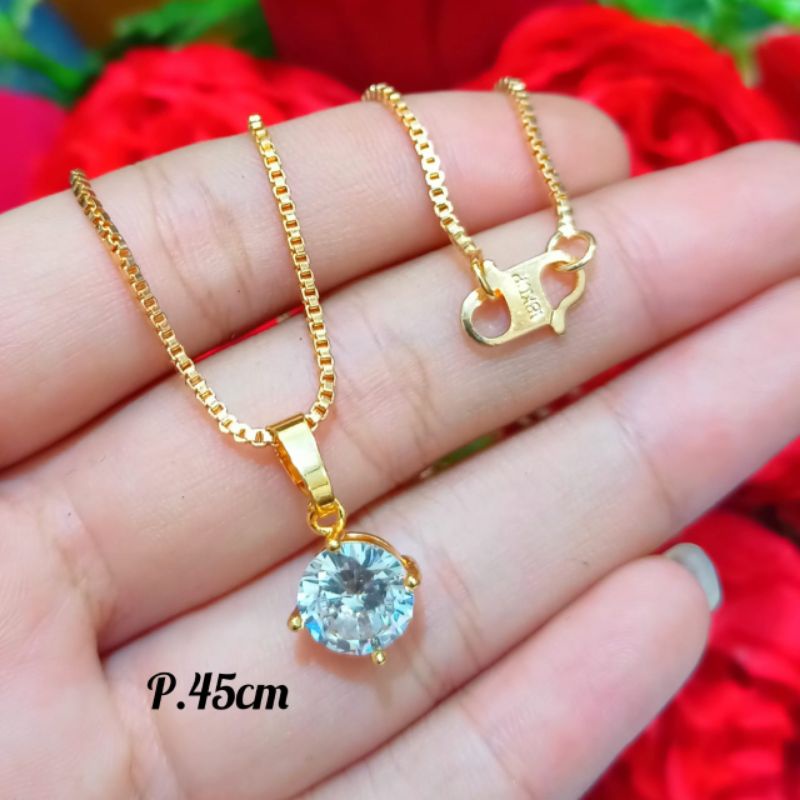 Set Dewasa permata elegan lapis emas18k tidak karat