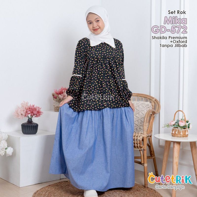 Setelan rok myka cutetrik / set rok anak / baju muslim anak