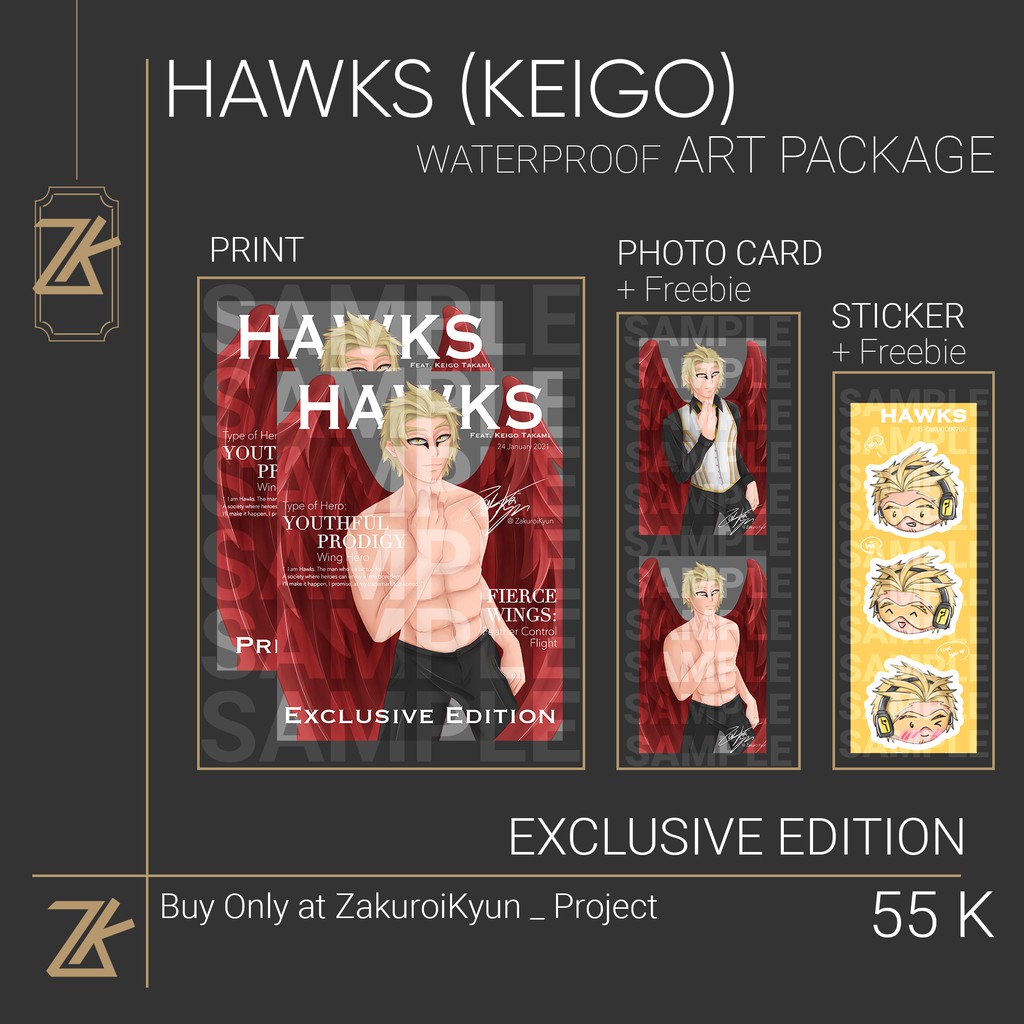 BNHA Hawks (Keigo Takami) Art Print Set [BY ZAKUROIKYUN]