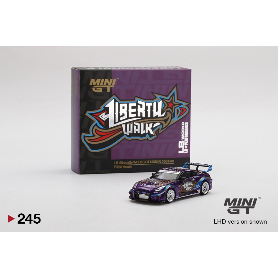 Mini GT Nissan Skyline GT-R R35 35GT-RR Liberty Walk LB Purple 245